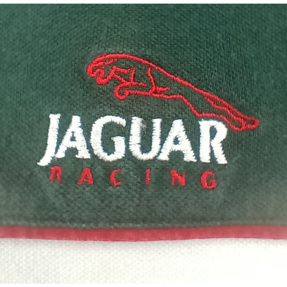 Vintage Official JAGUAR Racing Men's XL Polo Shirt Logos Short Sleeve Green - Picture 3 of 10